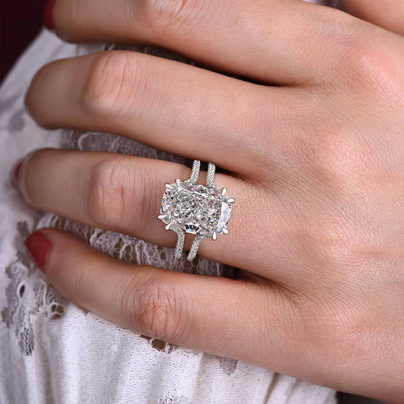 Gorgeous Split Shank Cushion Cut Engagement Ring In Sterling Silver