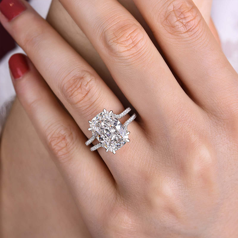 Gorgeous Split Shank Cushion Cut Engagement Ring In Sterling Silver