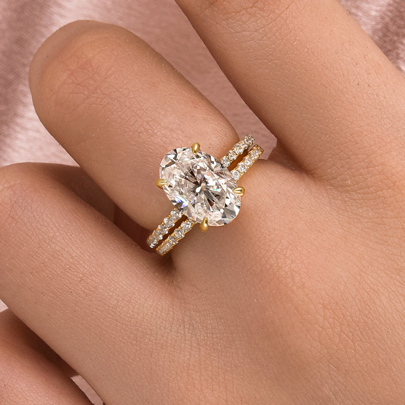 Ahabobo Moissanite 4.0 Ct Oval Cut Wedding Ring Set For Women