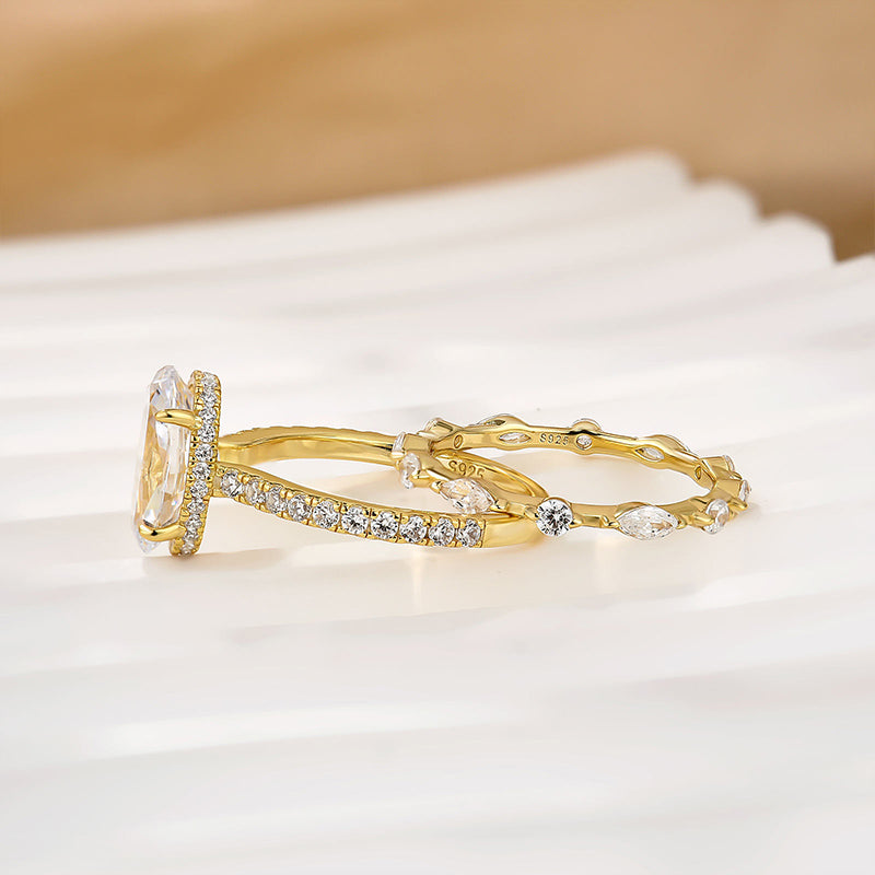 2.5Ct Oval Cut Wedding Ring Set Travel Ring With Classic Wedding Band