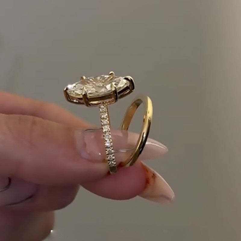 4.0Ct Marquise Cut Wedding Ring Set With Plain Wedding Band