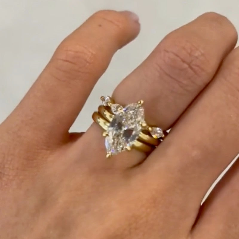 3PC 4.0 Carat Marquise Cut Wedding Ring Set Travel Rings For Her