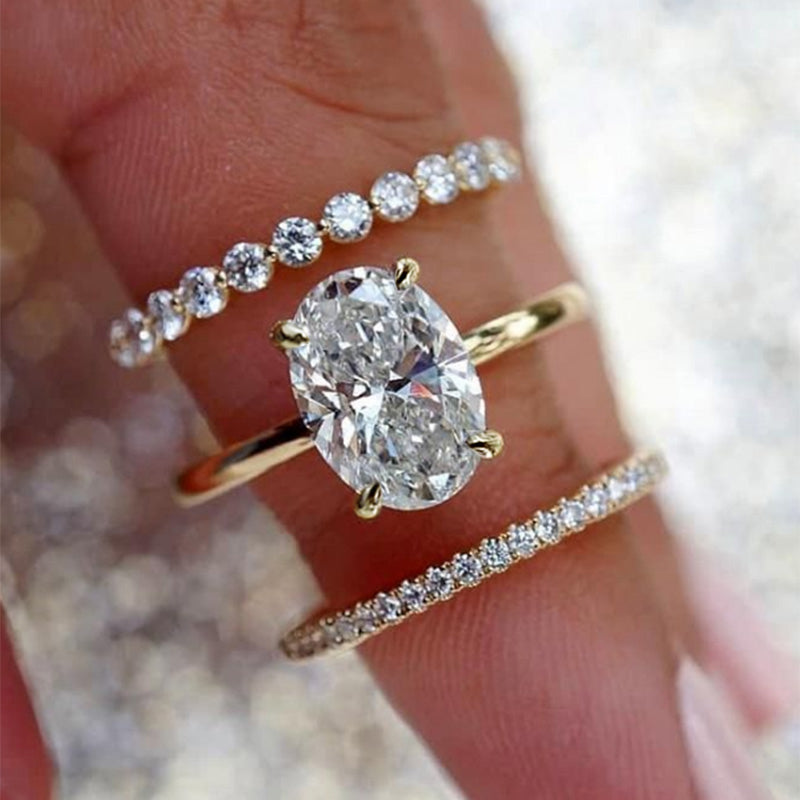 4.0Ct Oval Cut Women's Wedding Ring Set Travle Ring In Sterling Silver