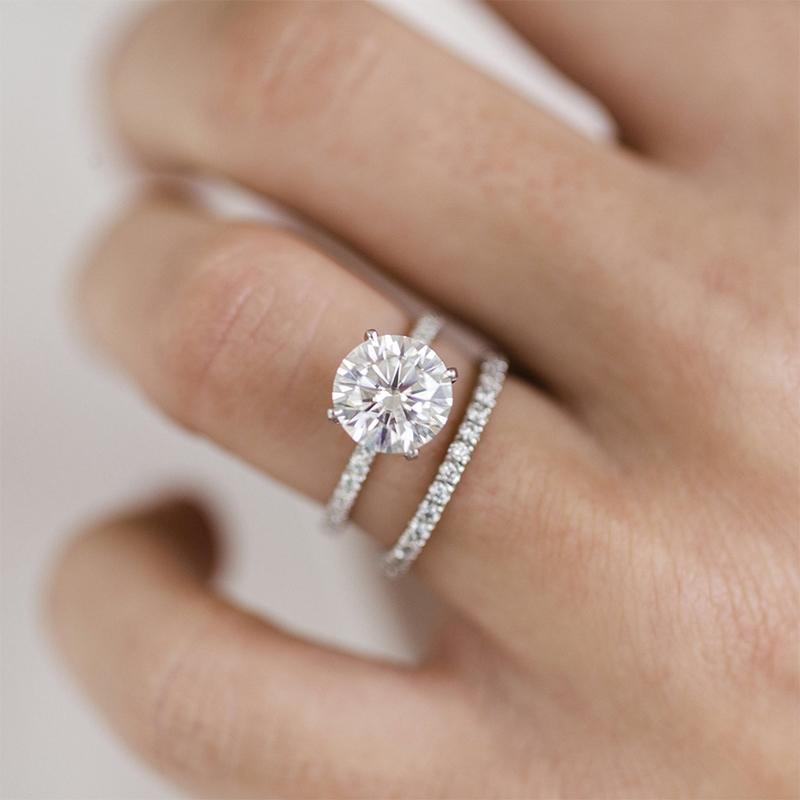 2.0Ct Classic Round Cut Wedding Ring Set In Sterling Silver
