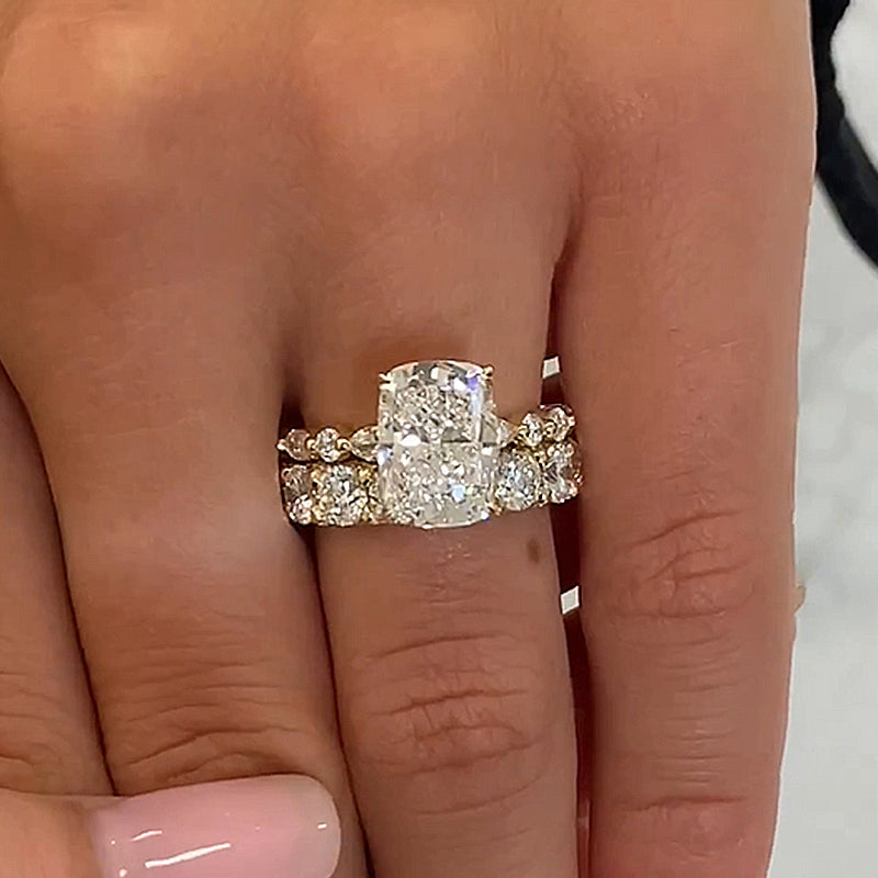 Honorable Yellow Gold Cushion Cut Wedding Set