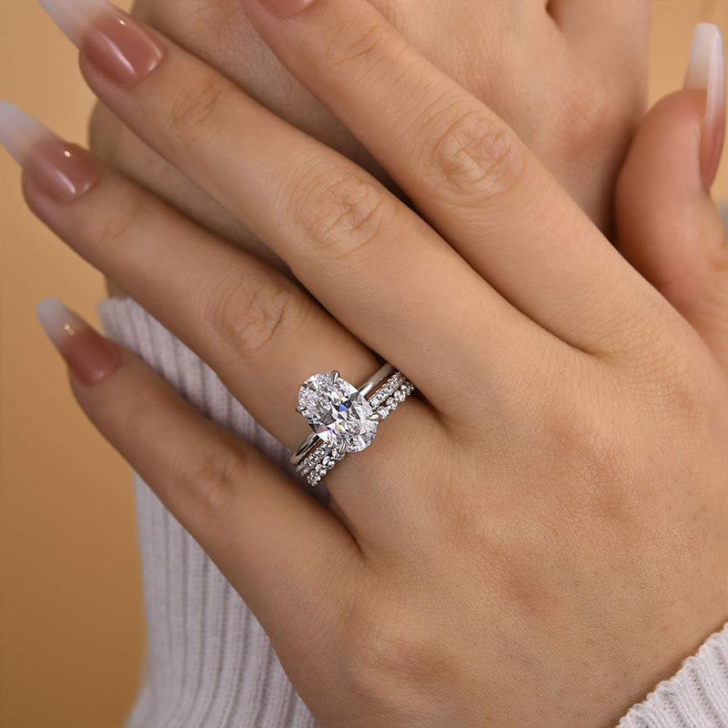 4.0Ct Oval Cut Women's Wedding Ring Set Travle Ring In Sterling Silver