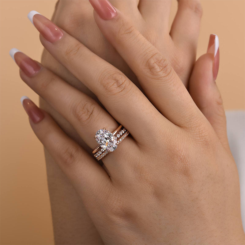 4.0Ct Oval Cut Women's Wedding Ring Set Travle Ring In Sterling Silver