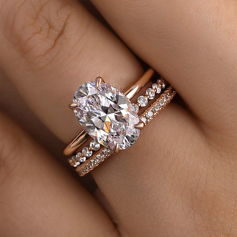 4.0Ct Oval Cut Women's Wedding Ring Set Travle Ring In Sterling Silver