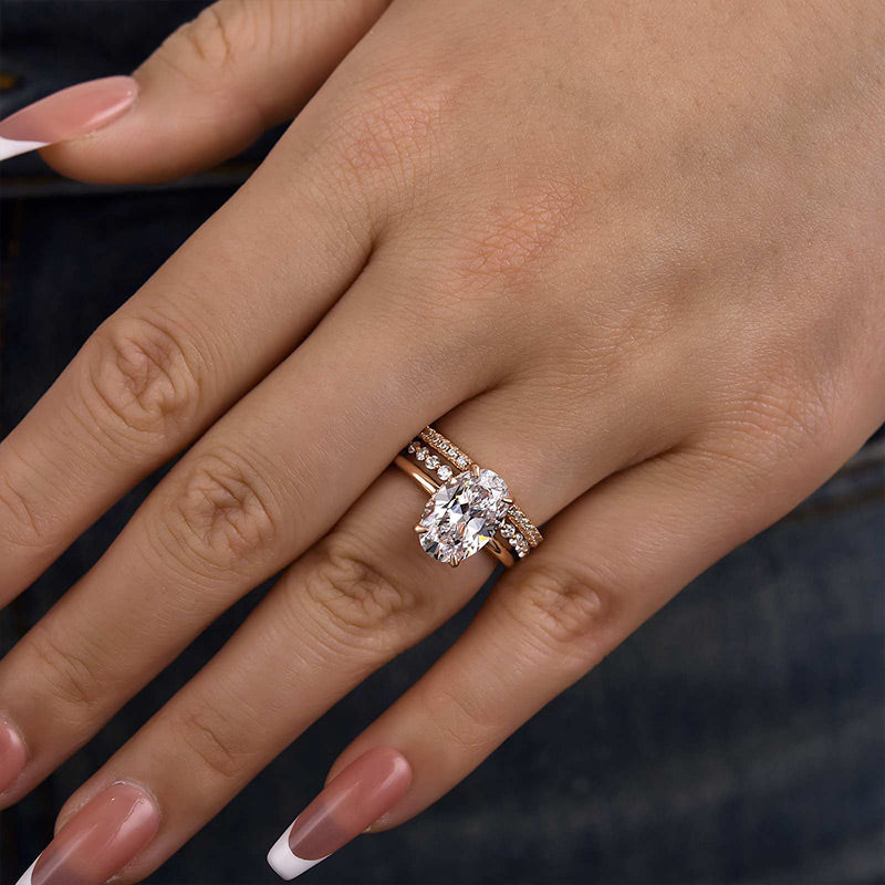 4.0Ct Oval Cut Women's Wedding Ring Set Travle Ring In Sterling Silver