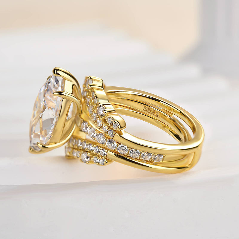 Beautifully Marquise Cut Insert Wedding Ring Set
