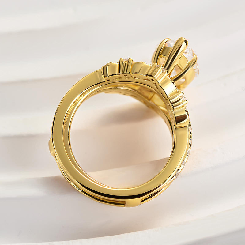 Beautifully Marquise Cut Insert Wedding Ring Set