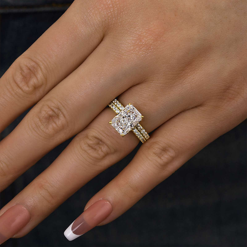 Gorgeous 3.5 Carat Radiant Cut Wedding Ring Set In Sterling Silver