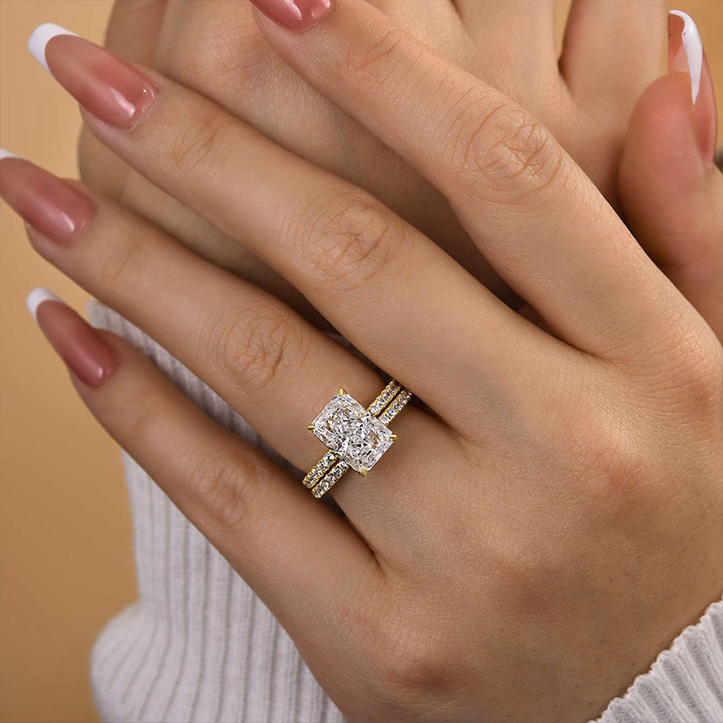 Gorgeous 3.5 Carat Radiant Cut Wedding Ring Set In Sterling Silver