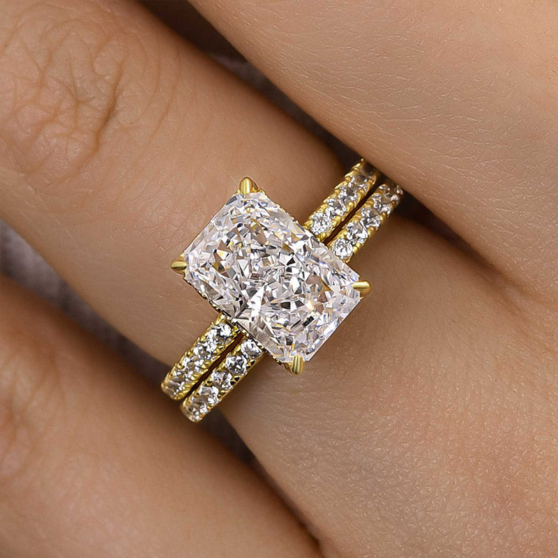 Gorgeous 3.5 Carat Radiant Cut Wedding Ring Set In Sterling Silver