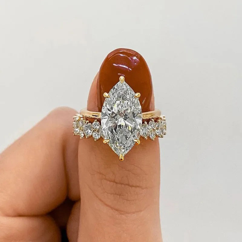 Ahabobo Special 4.0Ct Marquise Cut Wedding Set