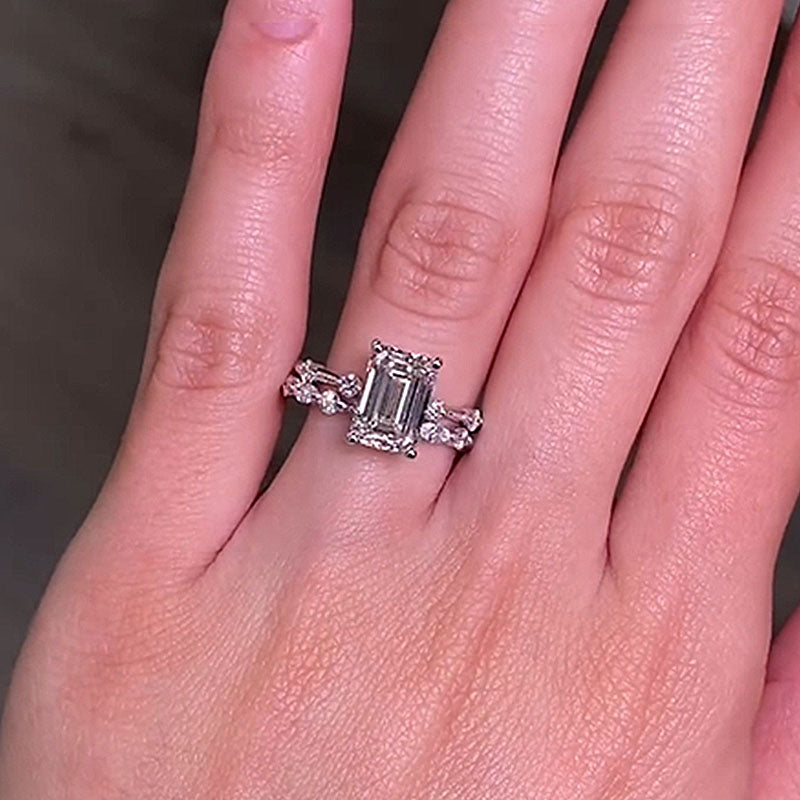 Ahabobo Unique Emerald Cut Ring Set For Women