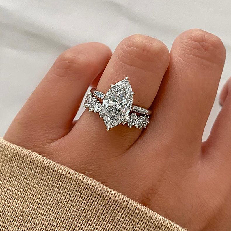 Ahabobo Special 4.0Ct Marquise Cut Wedding Set