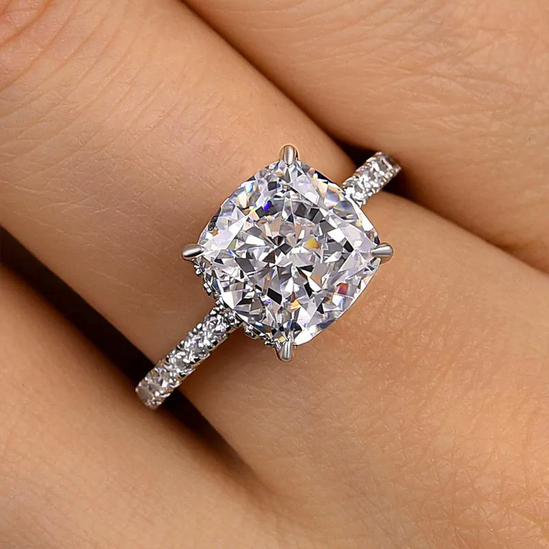 Rose Gold Peachy Pink Stone Cushion Cut Engagement Ring With Double Halo