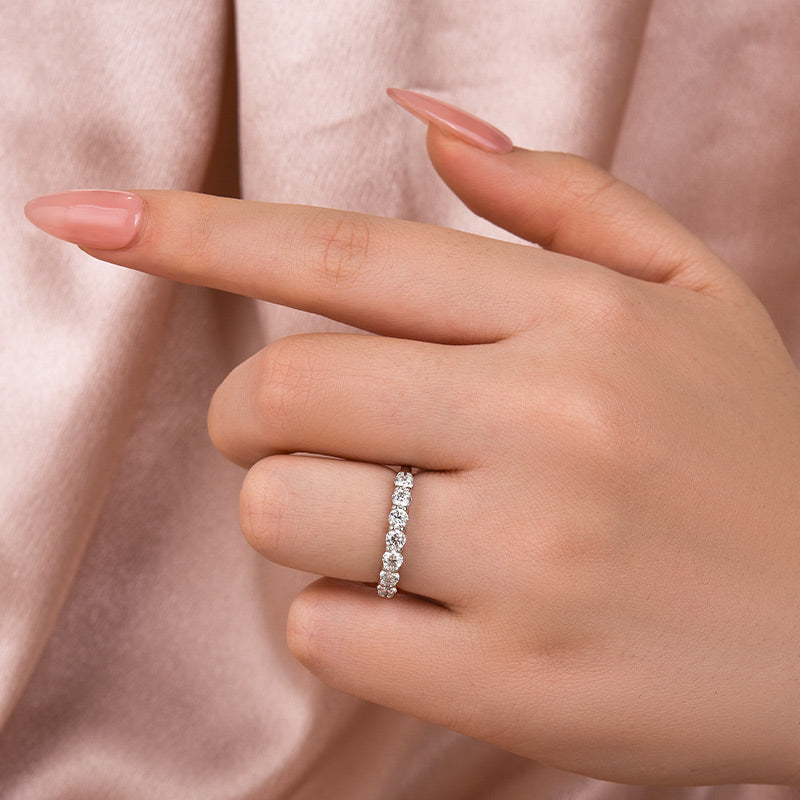 Moissanite Round Cut Wedding Band