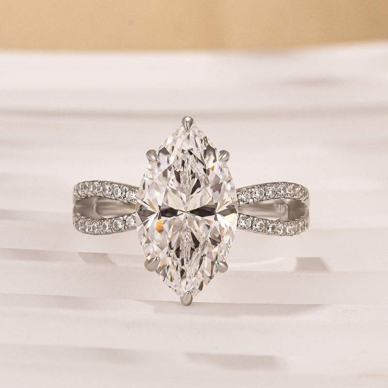 Unique 4.0Ct Marquise Cut Twist Travel Ring Engagement Ring
