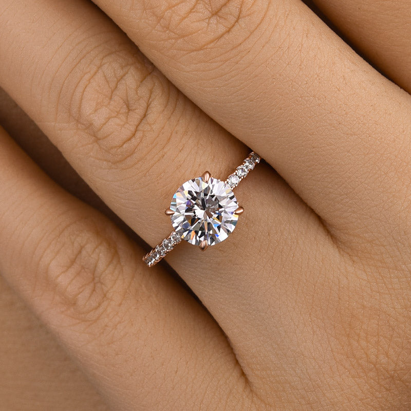 Classic Round Cut Engagement Ring for Her 4 prong In Sterling Silver