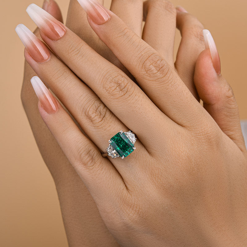 Gorgeous Paraiba Tourmaline Radiant Cut Three Stone Engagement Ring