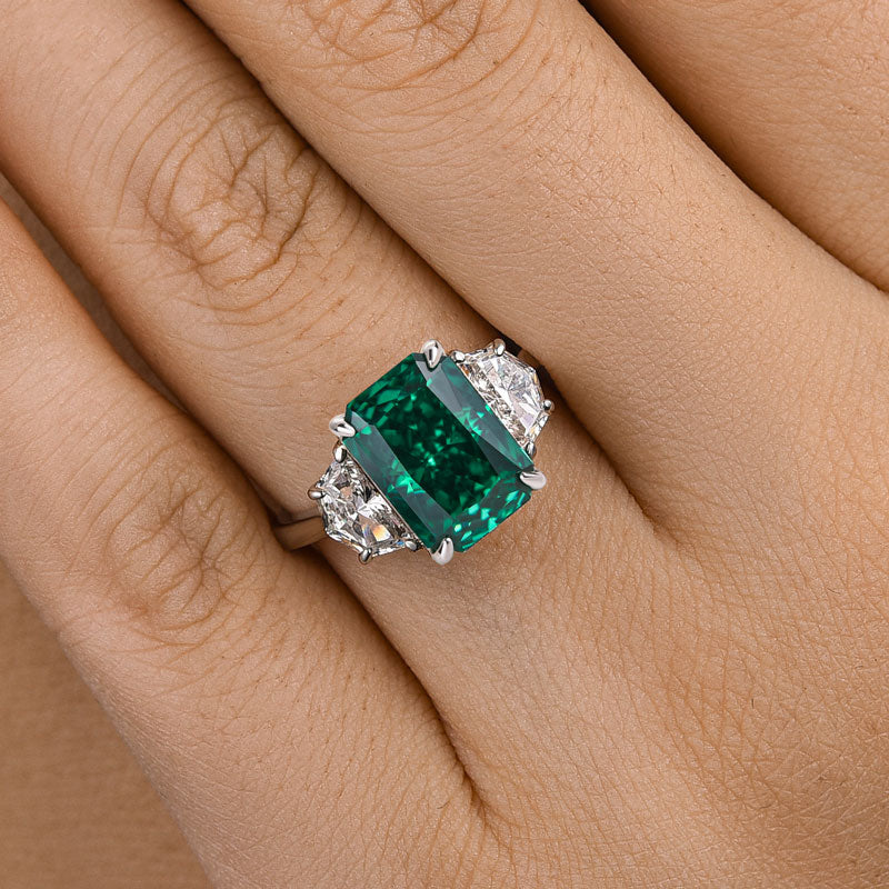 Gorgeous Paraiba Tourmaline Radiant Cut Three Stone Engagement Ring