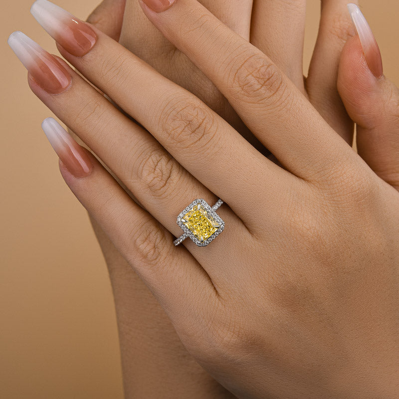 Halo Radiant Cut Yellow Sapphire Engagement Ring