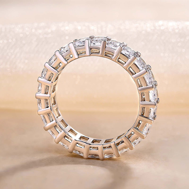 Elegant Radiant Cut Women's Wedding Band In Sterling Silver