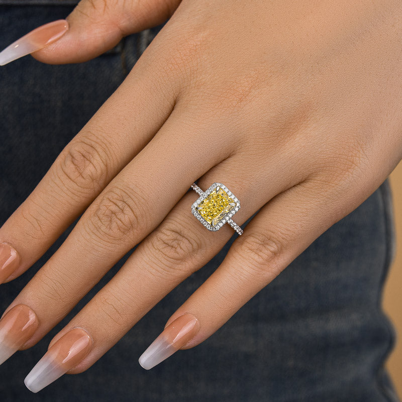 Halo Radiant Cut Yellow Sapphire Engagement Ring
