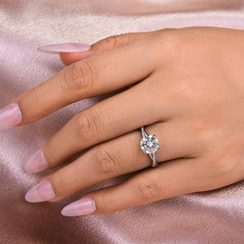 Ahabobo Twist 2.0 Carat Round Cut Engagement Ring For Her In Sterling Silver