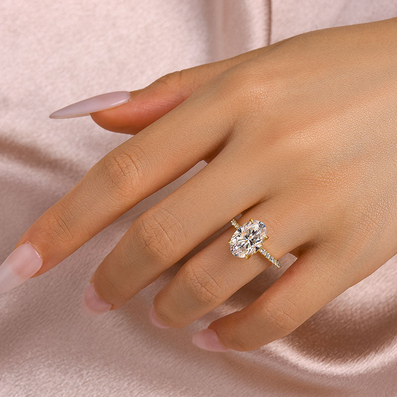 Ahabobo Moissanite 4.0 Carat Oval Cut Engagement Ring In Sterling Silver