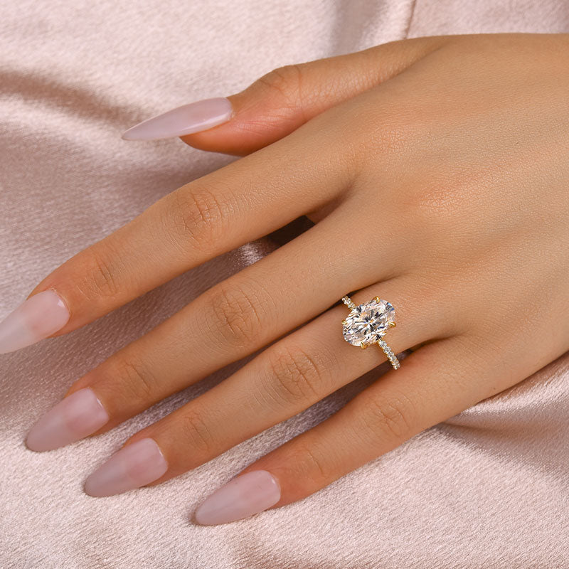 Ahabobo Moissanite 4.0 Carat Oval Cut Engagement Ring In Sterling Silver