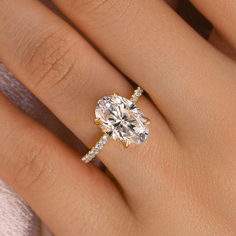 Ahabobo Moissanite 4.0 Carat Oval Cut Engagement Ring In Sterling Silver
