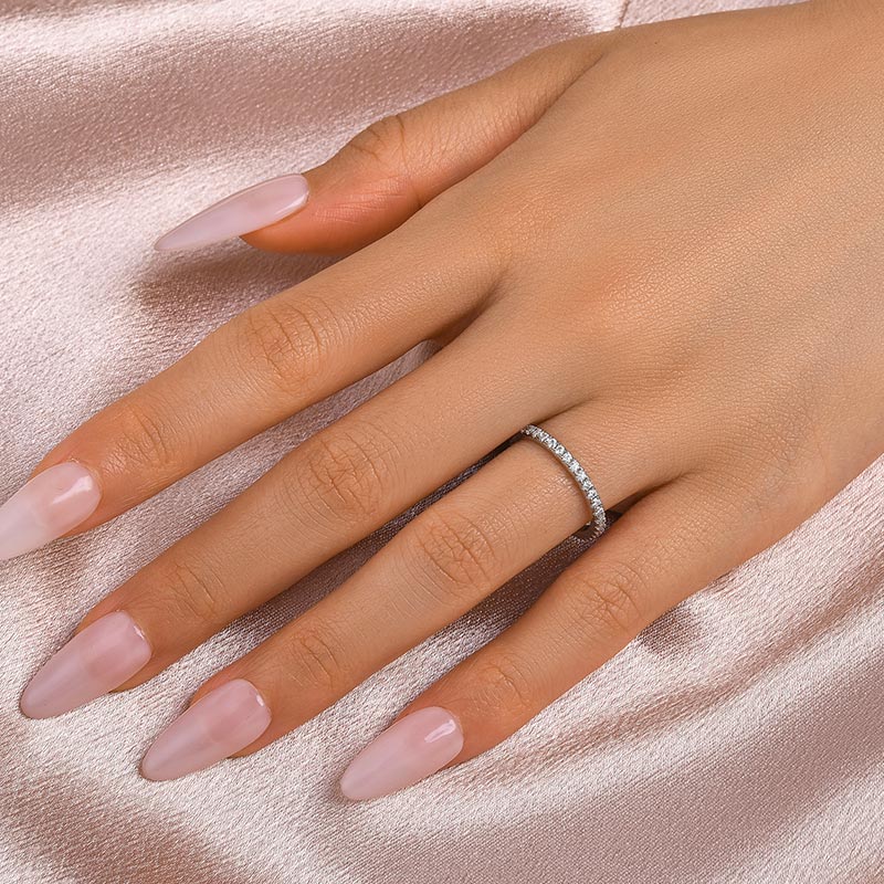 Ahabobo Moissanite 0.5 Ct Full Eternity Thin Wedding Band For Women