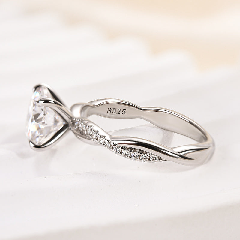 Ahabobo Twist 2.0 Carat Round Cut Engagement Ring For Her In Sterling Silver