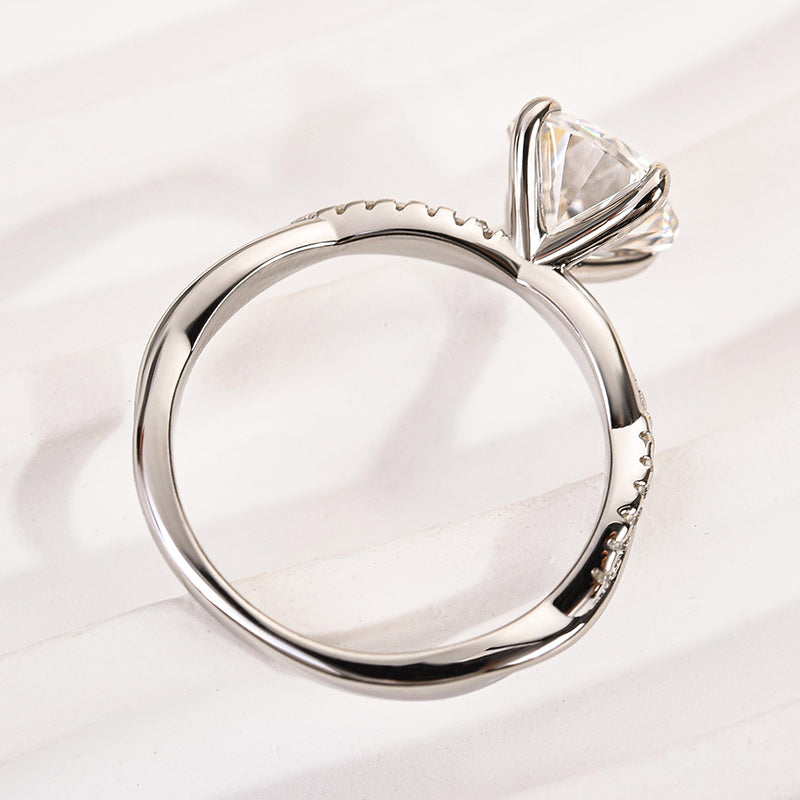Ahabobo Twist 2.0 Carat Round Cut Engagement Ring For Her In Sterling Silver