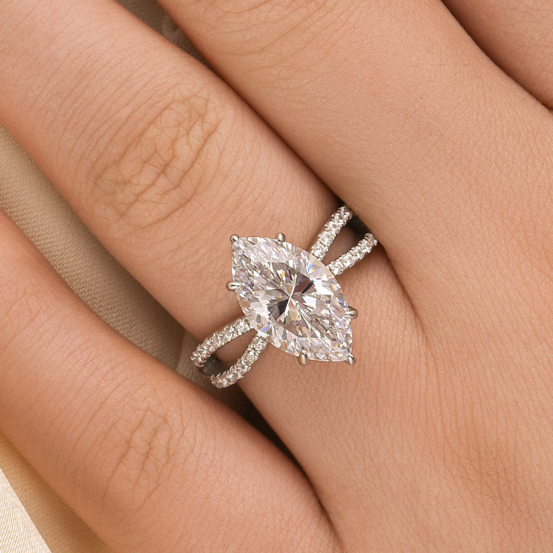 Unique 4.0Ct Marquise Cut Twist Travel Ring Engagement Ring
