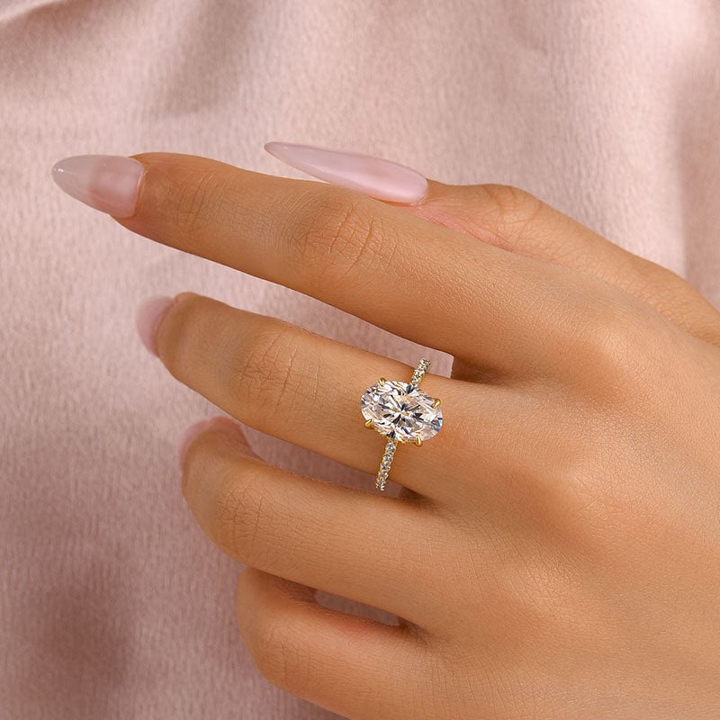 Ahabobo Moissanite 4.0 Carat Oval Cut Engagement Ring In Sterling Silver