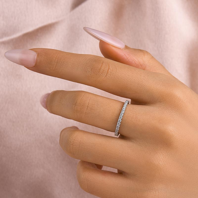 Ahabobo Moissanite 0.5 Ct Full Eternity Thin Wedding Band For Women
