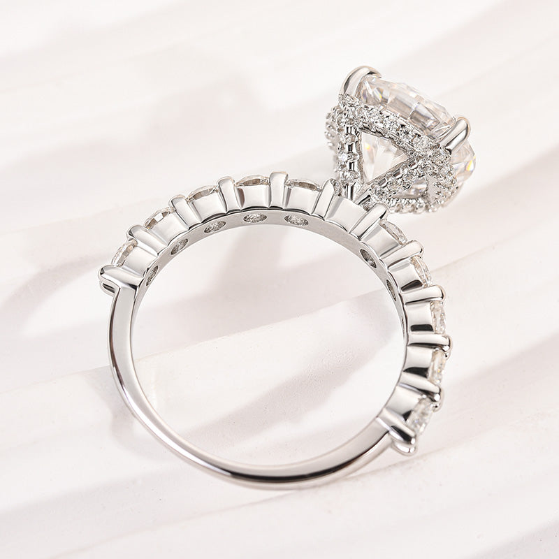 Ahabobo Moissanite 4.0 Carat Round Cut Engagement Ring In Sterling Silver