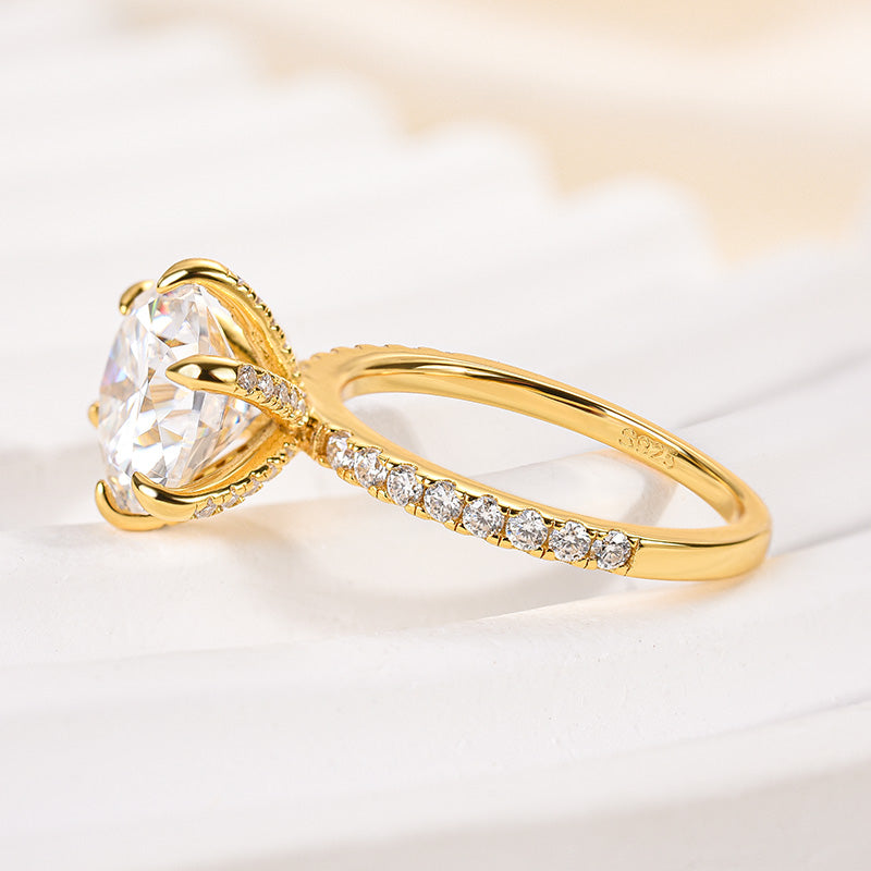 Ahabobo Moissanite 3.0 Carat 6 Prong Round Cut Engagement Ring