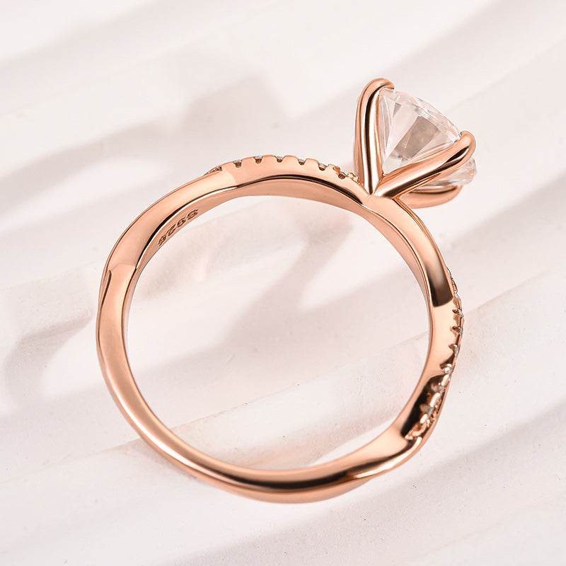 Ahabobo Twist 2.0 Carat Round Cut Engagement Ring For Her In Sterling Silver