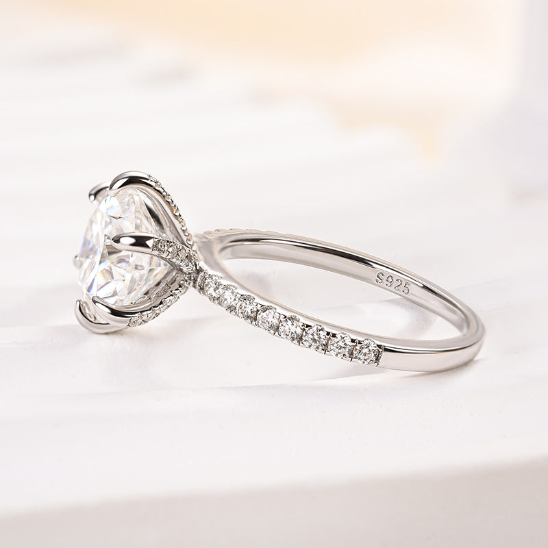 Ahabobo Moissanite 3.0 Carat 6 Prong Round Cut Engagement Ring
