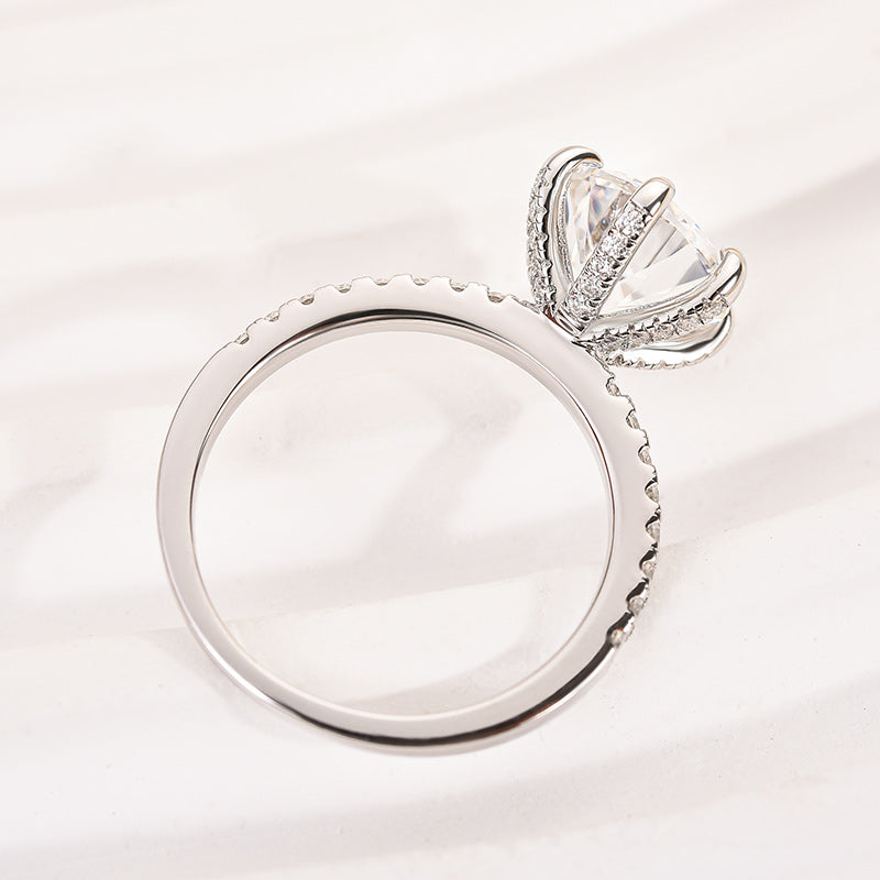 Ahabobo Moissanite 3.0 Carat 6 Prong Round Cut Engagement Ring
