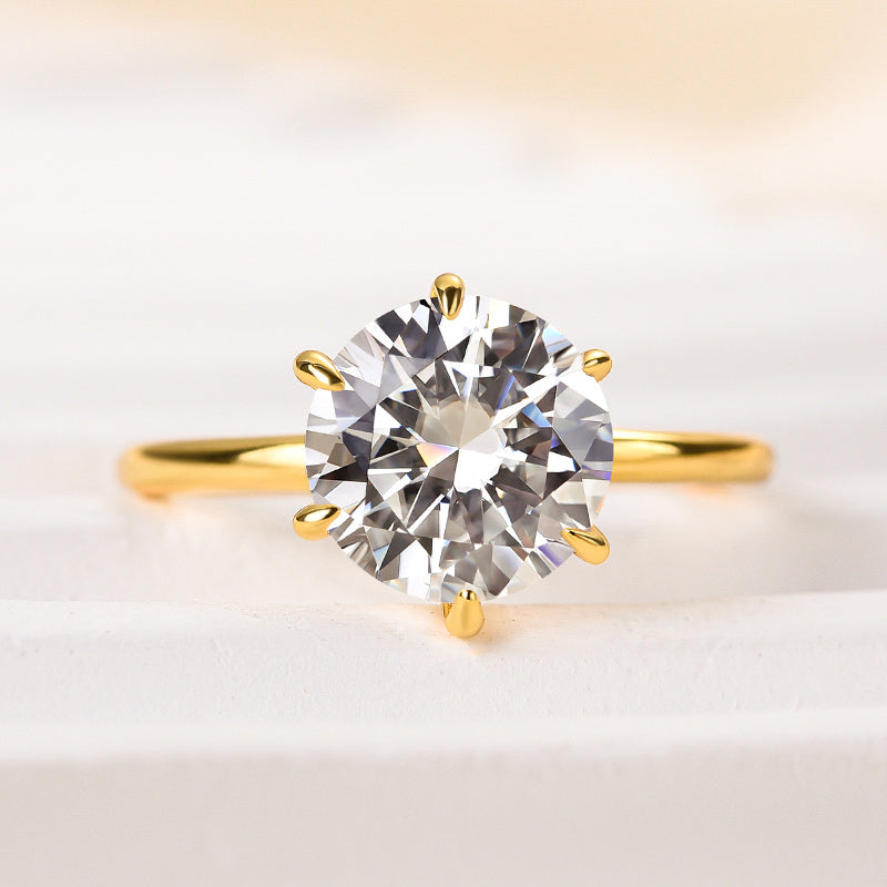 Ahabobo 2.0 Carat Moissanite 6 Prong Round Cut Promise Ring