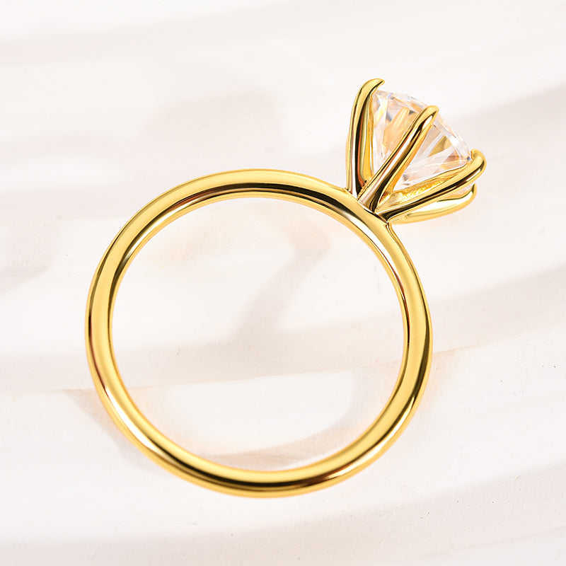 Ahabobo 2.0 Carat Moissanite 6 Prong Round Cut Promise Ring