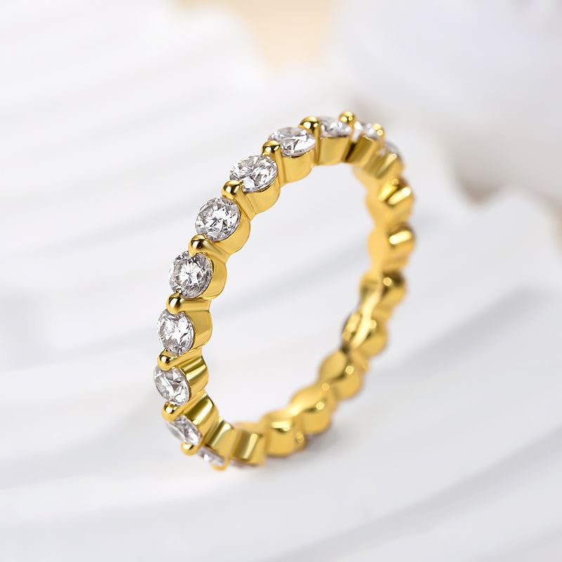 Ahabobo Moissanite Eternity Round Cut Wedding Band In Sterling Silver