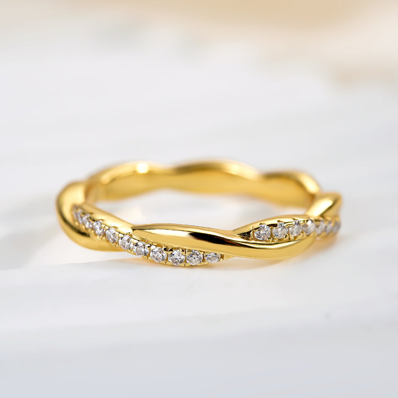 Ahabobo Moissanite Twist Eternity Wedding Band In Sterling Silver