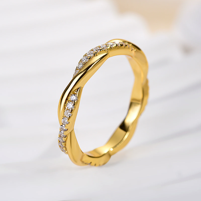 Ahabobo Moissanite Twist Eternity Wedding Band In Sterling Silver
